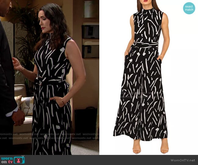 Gracia Wide Leg Jump Print Jumpsuit worn by Quinn Fuller (Rena Sofer) on The Bold and the Beautiful