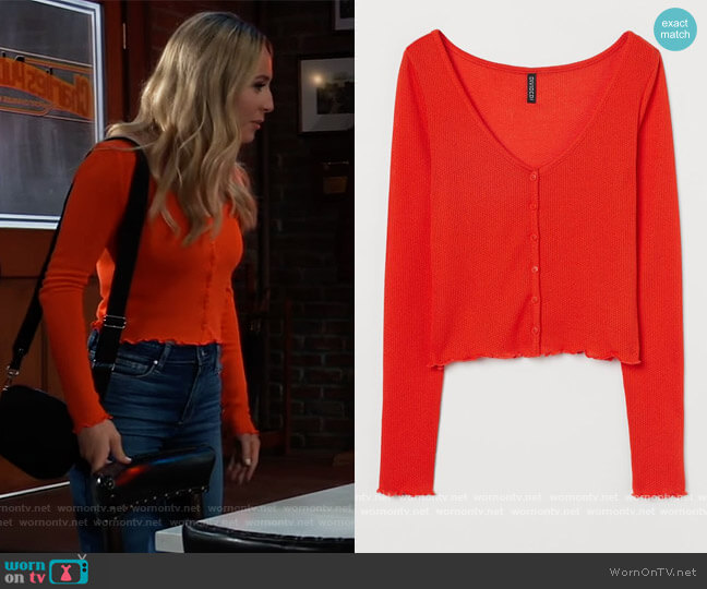 Fitted Cardigan by H&M worn by Josslyn Jacks (Eden McCoy) on General Hospital