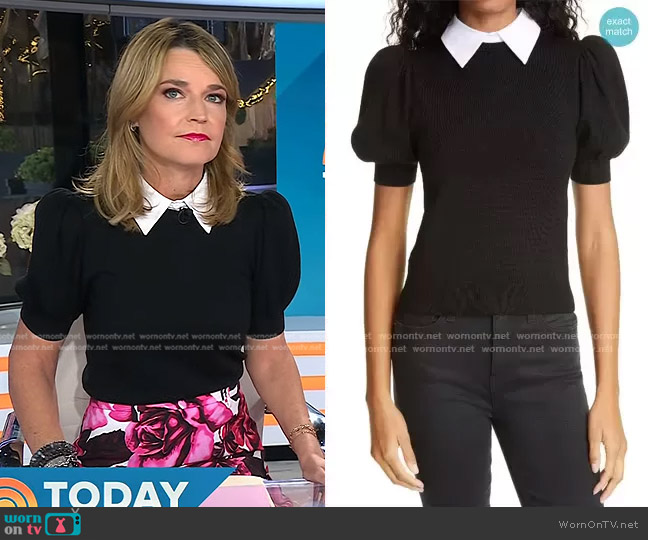 Chase Puff Sleeve Sweater with Removable Collar by Alice + Olivia worn by Savannah Guthrie on Today