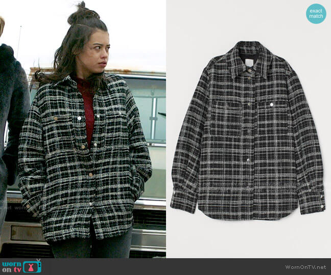 H&M Jacquard-weave Shirt Jacket worn by Rosa Ortecho (Amber Midthunder) on Roswell New Mexico