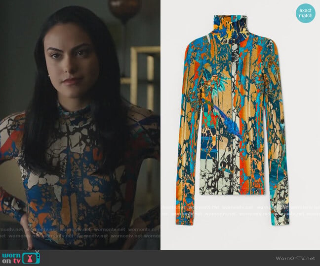  Wool Jersey Turtleneck Top by H&M worn by Veronica Lodge (Camila Mendes) on Riverdale