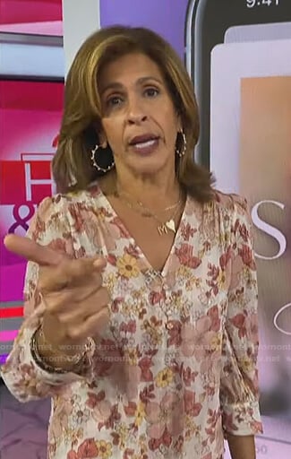 Hoda’s pink floral blouse on Today
