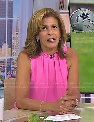 Hoda’s pink pleated sleeveless top on Today