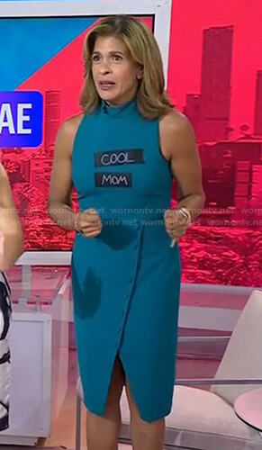 Hoda’s teal mock neck sleeveless dress on Today