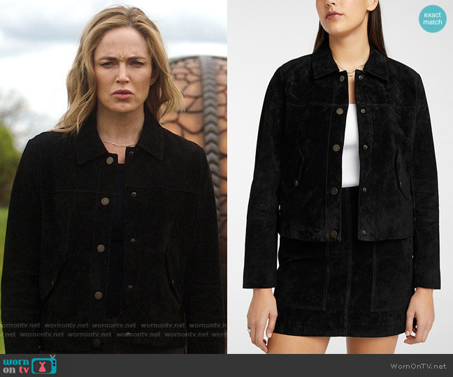 Simons Icone Flap-pocket suede jacket worn by Sara Lance (Caity Lotz) on Legends of Tomorrow