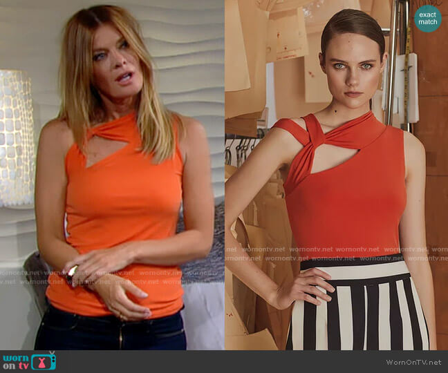 Joeffer Caoc Asymmetrical Jersey Top worn by Phyllis Summers (Michelle Stafford) on The Young and the Restless