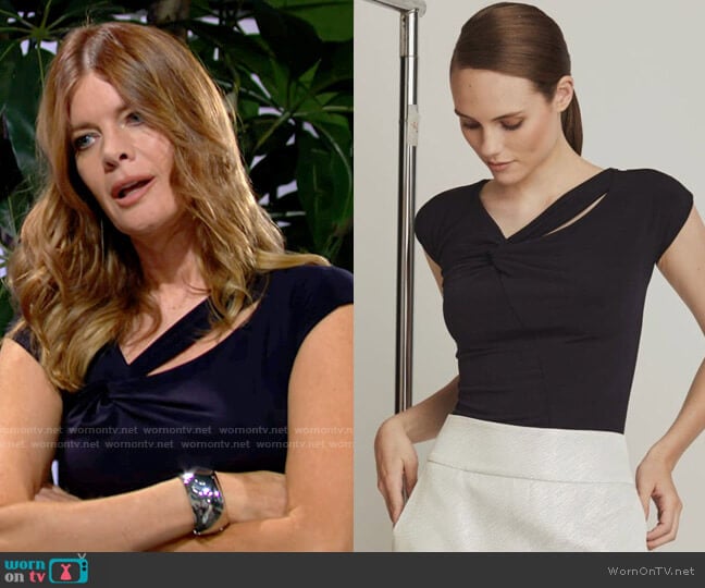 Joeffer Caoc Jersey Twist Front Top in Navy worn by Phyllis Summers (Michelle Stafford) on The Young and the Restless