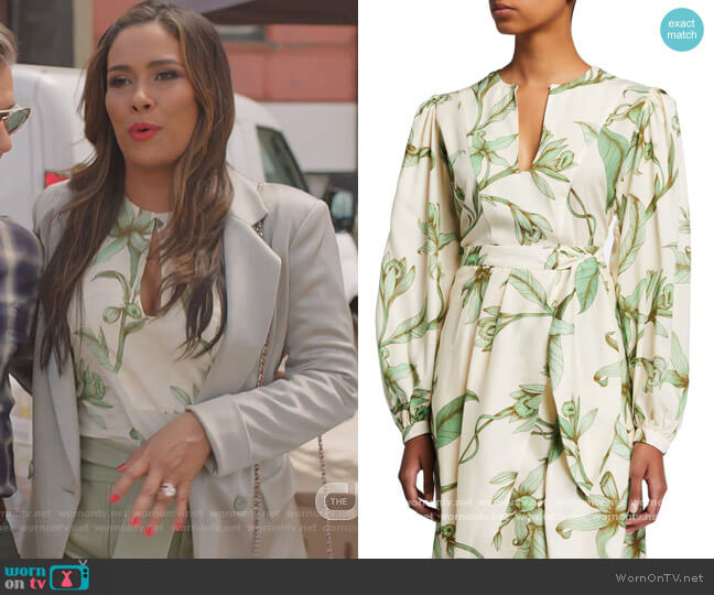 Andean Garden Keyhole Blouse by Johanna Ortiz worn by Cristal Jennings (Daniella Alonso) on Dynasty