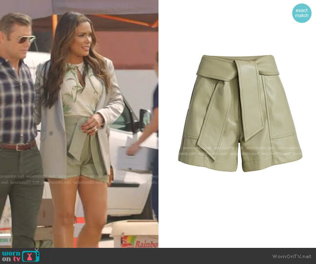 Mari Vegan Leather Tie Waist Shorts by Jonathan Simkhai worn by Cristal Jennings (Daniella Alonso) on Dynasty