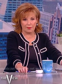 Joy’s black contrast trim cardigan on The View