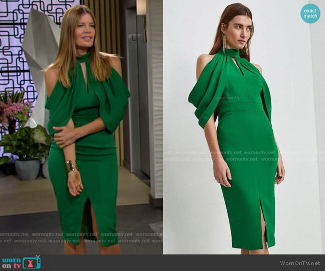 Karen Millen Compact Stretch Viscose Cold Shoulder Dress worn by Phyllis Summers (Michelle Stafford) on The Young and the Restless