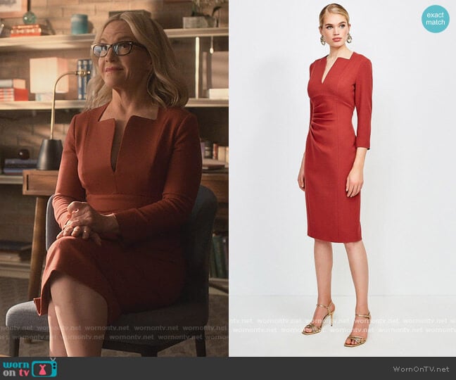 Sleeved Envelope Neck Dress by Karen Millen worn by Linda Martin (Rachael Harris) on Lucifer