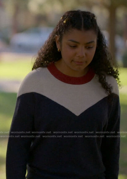 Kayla’s colorblock sweater on The L Word Generation Q