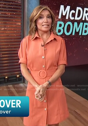 Kit's orange belted short sleeve shirtdress on Access Hollywood