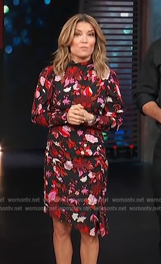 Kit’s black and pink floral dress on Access Hollywood