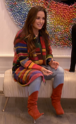 Kyle's multicolor striped coat on The Real Housewives of Beverly Hills