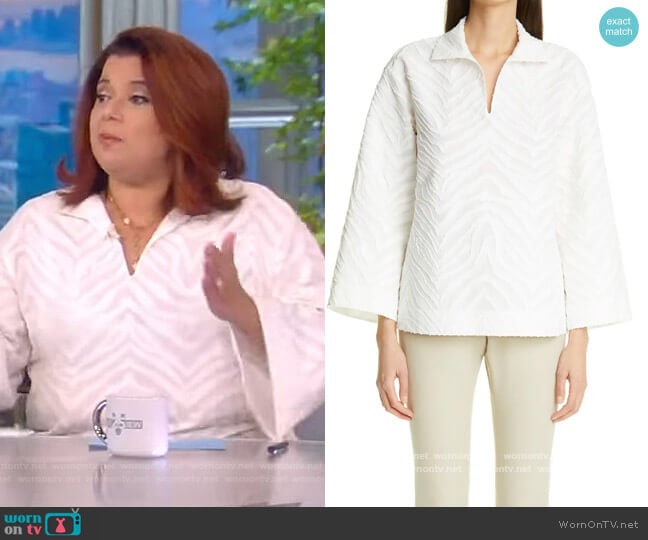 Dales Zebra Jacquard Top by Lafayette 148 worn by Ana Navarro on The View