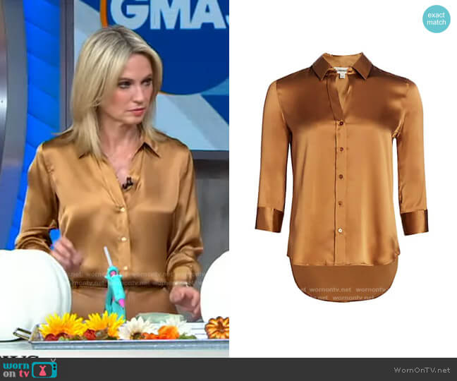 Dani Three-Quarter Sleeve Silk Blouse by L'Agence worn by Amy Robach on Good Morning America