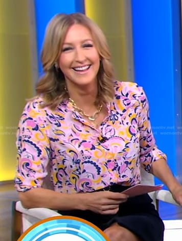 Lara's pink floral shirt on Good Morning America