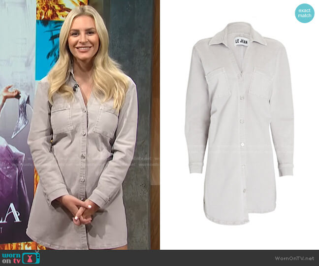 Eliza Denim Mini Shirt Dress by Le Jean worn by Morgan Stewart on E! News