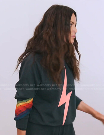 Lisa's navy lightning bolt sweatshirt on The Real Housewives of Salt Lake City