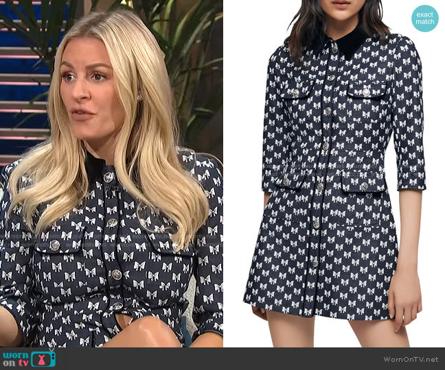 Bow Print Jacquard Dress by Maje worn by Morgan Stewart on E! News