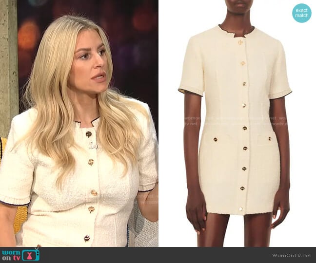 WornOnTV: Morgan white tweed button front dress on E! News Daily Pop ...