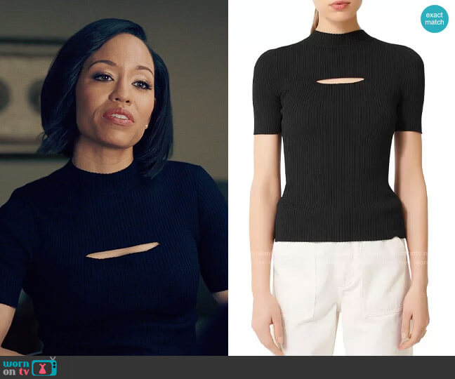 Maje Mouth Cut-Out Ribbed Sweater worn by Charley Bordelon West (Dawn-Lyen Gardner) on Queen Sugar