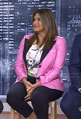 Mariska Hargitay’s pink leather tuxedo blazer on Today