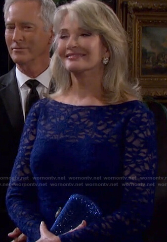 Marlena's blue lace dress on Days of our Lives: Beyond Salem