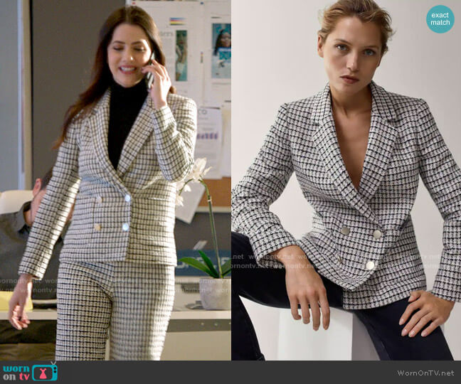 Massimo Dutti Double Breasted Check Blazer worn by Andrea Rojas (Julie Gonzalo) on Supergirl