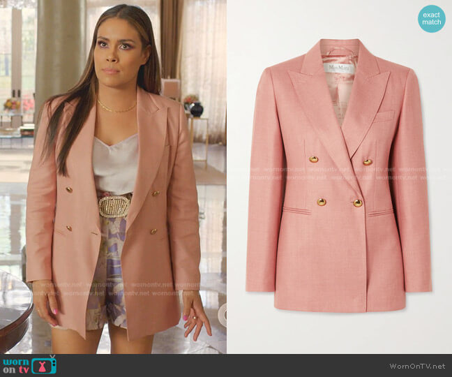 Lamine Double-Breasted Twil Blazer by Max Mara worn by Cristal Jennings (Daniella Alonso) on Dynasty