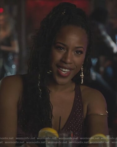 Melody’s red studded halter bra on Riverdale