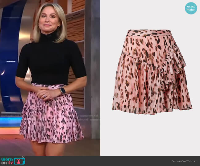 WornOnTV: Amy’s black button detail sweater and pink leopard skirt on ...