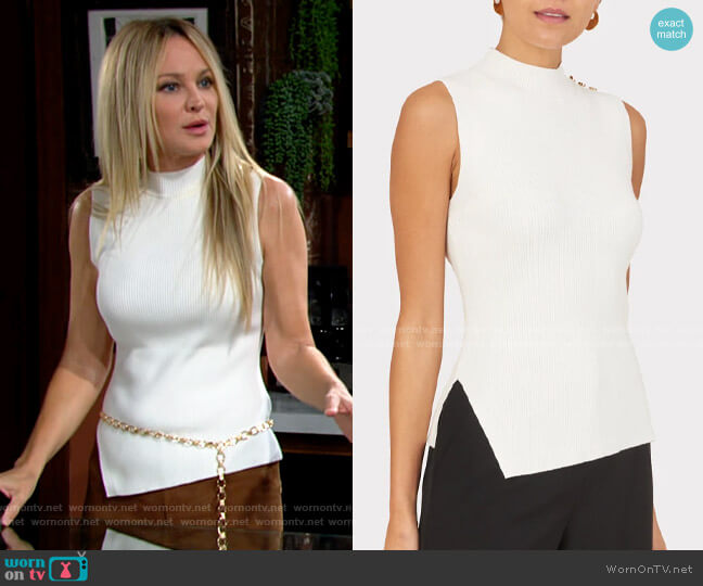 Milly Ribbed Shell worn by Sharon Newman (Sharon Case) on The Young and the Restless