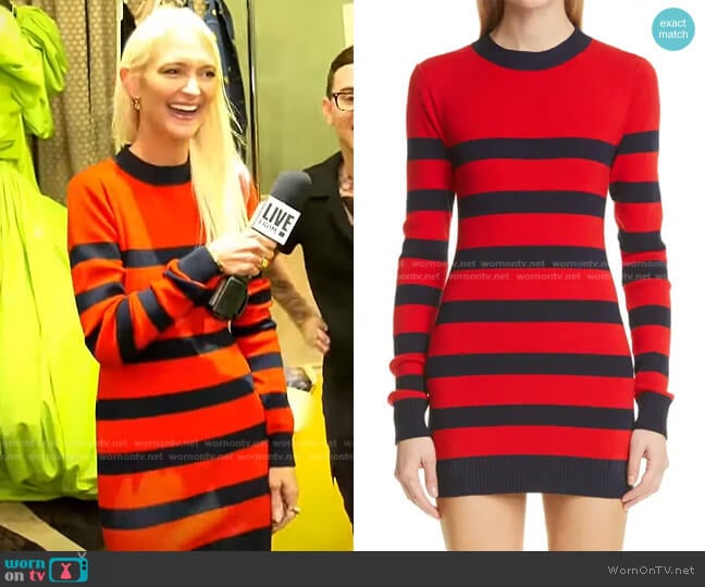 Stripe Open Back Sweater Minidress by Monse worn by Zanna Roberts Rassi on E! News Daily Pop