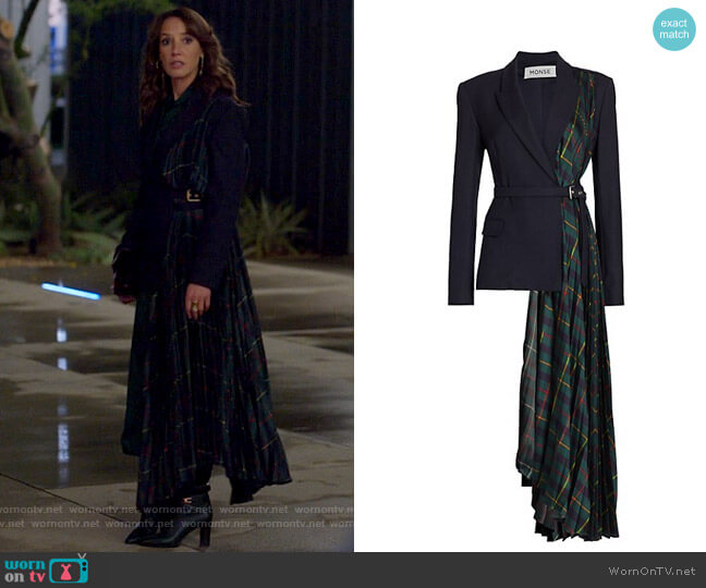 Monse Harris Tartan Pleated Inset Jacket worn by Bette Porter (Jennifer Beals) on The L Word Generation Q