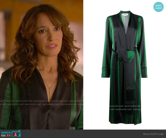 Monse Striped Draped Midi Dress worn by Bette Porter (Jennifer Beals) on The L Word Generation Q