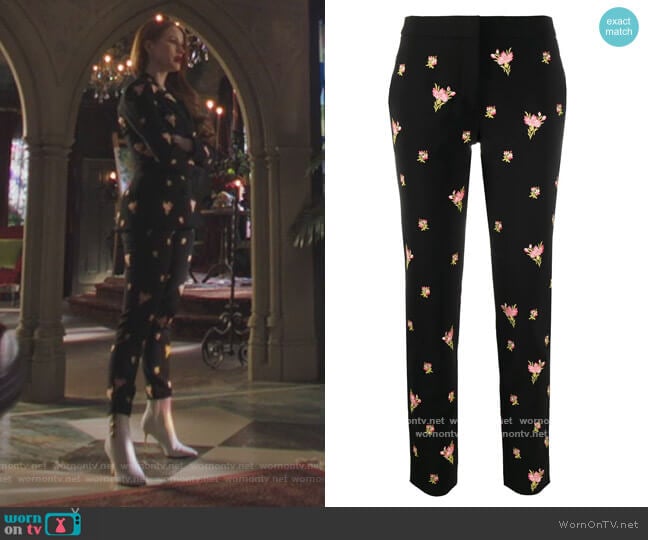 Floral Embroidery Straight-leg Trousers by Moschino worn by Cheryl Blossom (Madelaine Petsch) on Riverdale