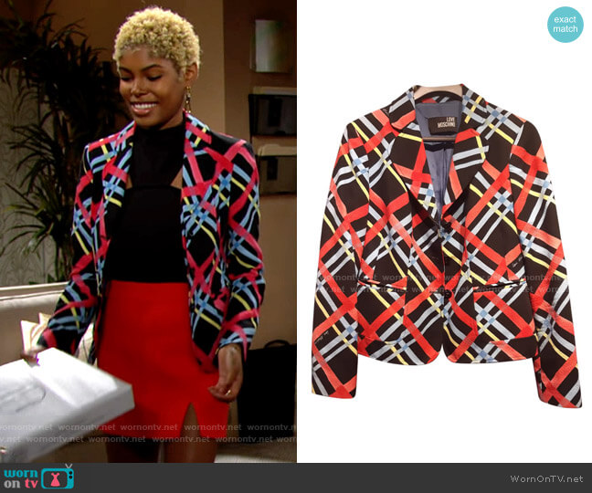 Love Moschino Multicolor Cotton Jacket worn by Paris Buckingham (Diamond White) on The Bold and the Beautiful