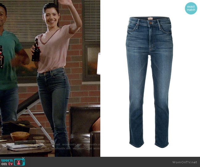 Mother Dazzler Jeans worn by Violet Mikami (Hanako Greensmith) on Chicago Fire