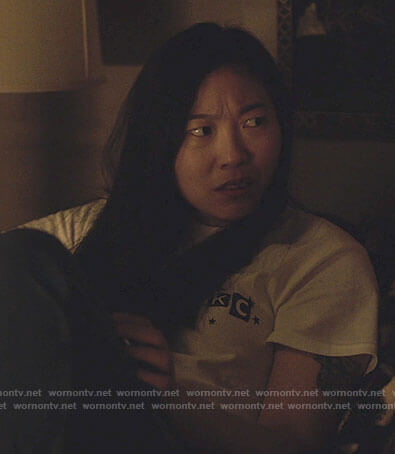 Nora's EKC t-shirt on Awkwafina is Nora From Queens