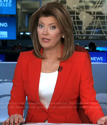 Norah's red blazer on CBS Evening News