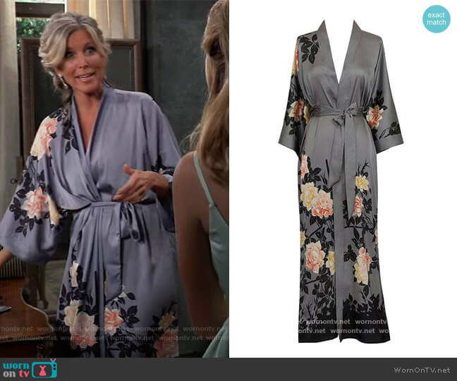 Charmeuse Kimono Robe by Old Shanghai at Amazon worn by Carly Spencer (Laura Wright) on General Hospital