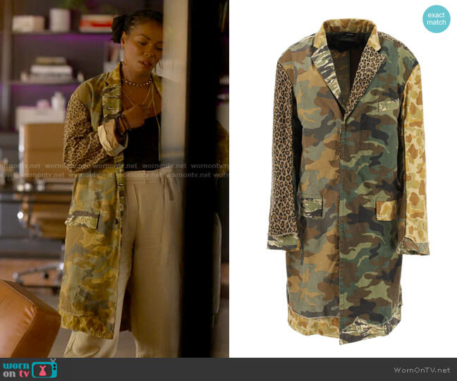 R13 Shredded Camouflage Coat worn by Pippa Pascal (Vanessa Williams) on The L Word Generation Q