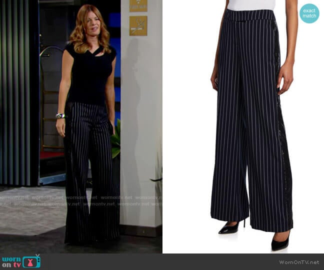 Rachel Zoe Josie Striped Wide-Leg Sequined Pants worn by Phyllis Summers (Michelle Stafford) on The Young and the Restless