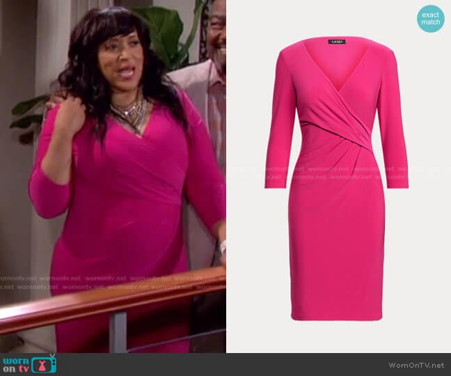 Wrap-Front Jersey Dress by Ralph Lauren worn by Paulina Price (Jackée Harry) on Days of our Lives