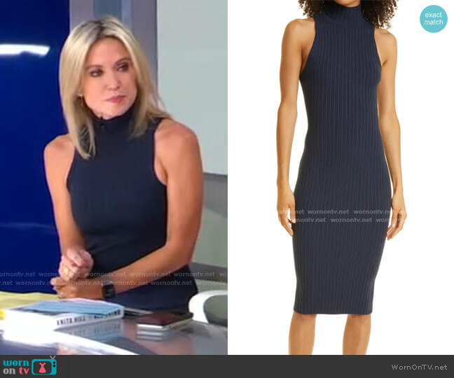 WornOnTV: Amy’s navy ribbed mock neck dress on Good Morning America ...