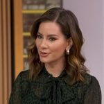 Rebecca’s green leopard tie neck blouse on Good Morning America