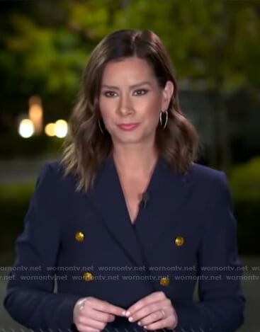 Rebecca's navy double breasted blazer on Good Morning America